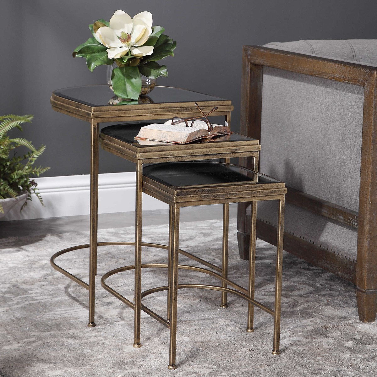 Isaiah Gold Nesting Tables Poonam's by Design